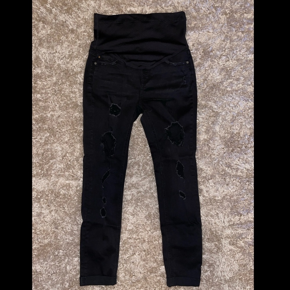Women’s maternity PINK BLUSH distressed black jeans Size 28 Great condition